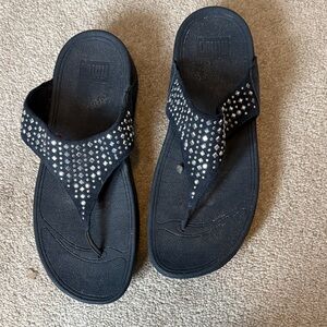 Fit Flop Bling Wedge Sandals Navy size 9